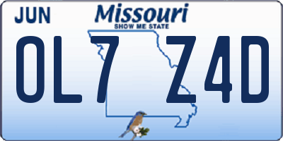 MO license plate OL7Z4D