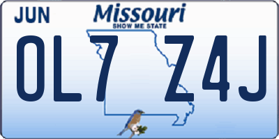MO license plate OL7Z4J