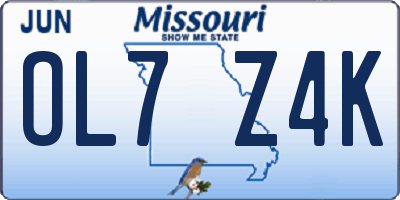 MO license plate OL7Z4K