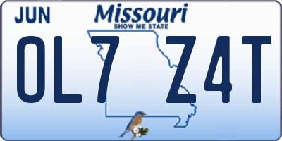 MO license plate OL7Z4T