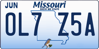 MO license plate OL7Z5A