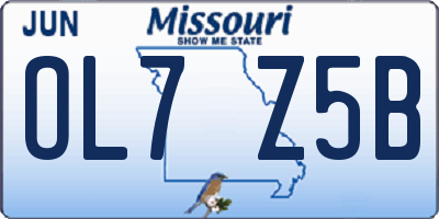 MO license plate OL7Z5B