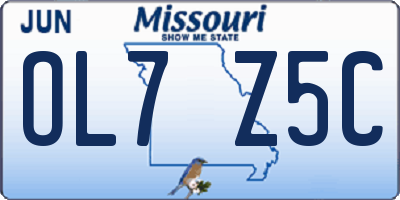 MO license plate OL7Z5C