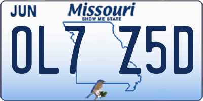 MO license plate OL7Z5D