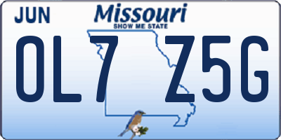 MO license plate OL7Z5G