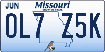 MO license plate OL7Z5K