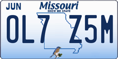 MO license plate OL7Z5M