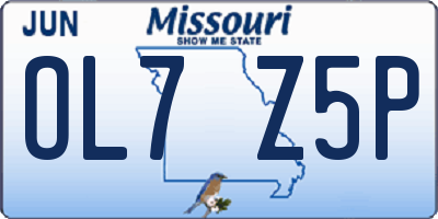 MO license plate OL7Z5P