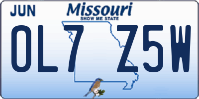 MO license plate OL7Z5W