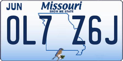 MO license plate OL7Z6J