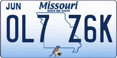 MO license plate OL7Z6K