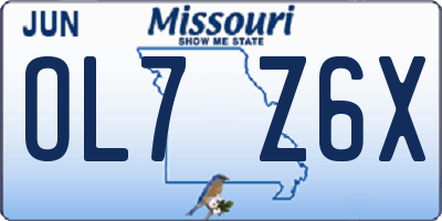 MO license plate OL7Z6X