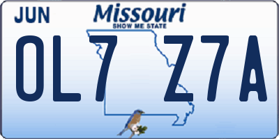 MO license plate OL7Z7A