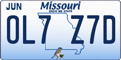 MO license plate OL7Z7D