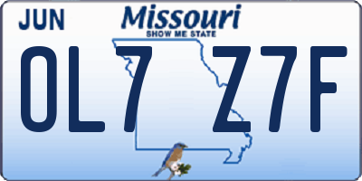 MO license plate OL7Z7F
