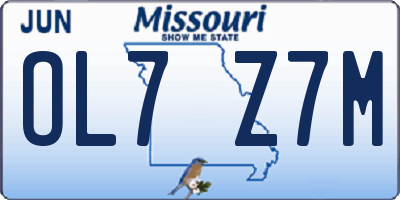 MO license plate OL7Z7M
