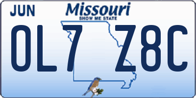 MO license plate OL7Z8C