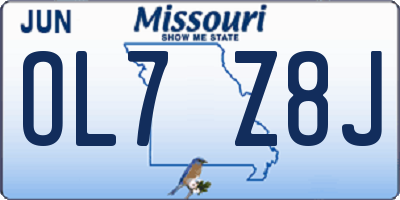 MO license plate OL7Z8J