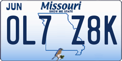 MO license plate OL7Z8K