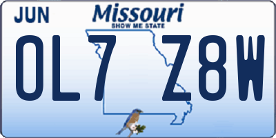MO license plate OL7Z8W