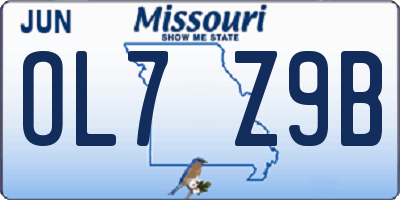 MO license plate OL7Z9B