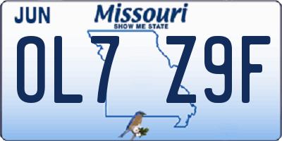 MO license plate OL7Z9F