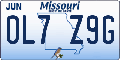 MO license plate OL7Z9G