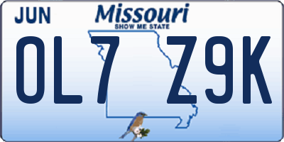MO license plate OL7Z9K