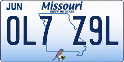 MO license plate OL7Z9L