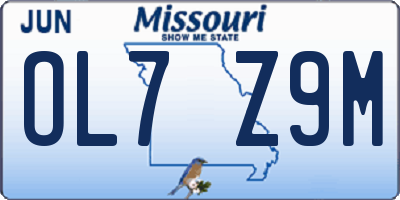 MO license plate OL7Z9M