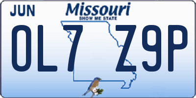 MO license plate OL7Z9P
