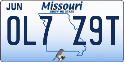 MO license plate OL7Z9T
