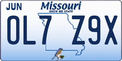 MO license plate OL7Z9X