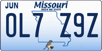 MO license plate OL7Z9Z