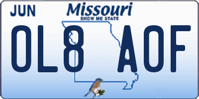 MO license plate OL8A0F