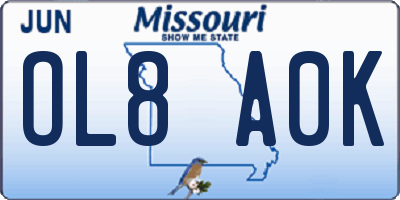 MO license plate OL8A0K