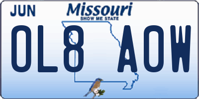 MO license plate OL8A0W