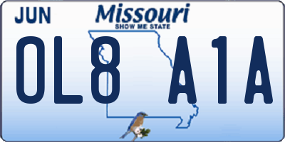 MO license plate OL8A1A