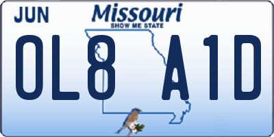 MO license plate OL8A1D