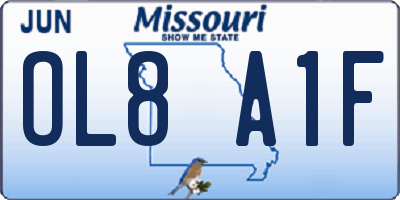 MO license plate OL8A1F