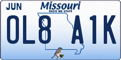 MO license plate OL8A1K