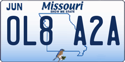 MO license plate OL8A2A
