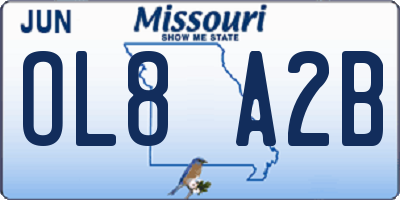 MO license plate OL8A2B