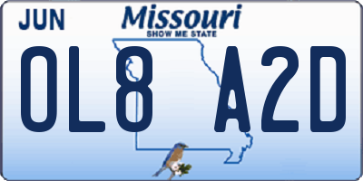 MO license plate OL8A2D