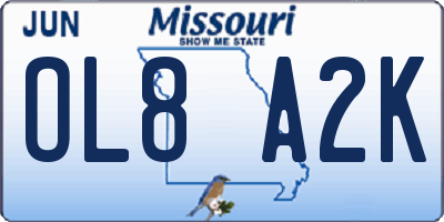 MO license plate OL8A2K