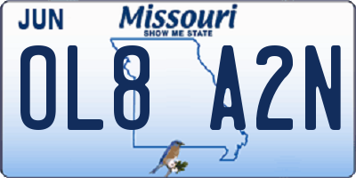 MO license plate OL8A2N