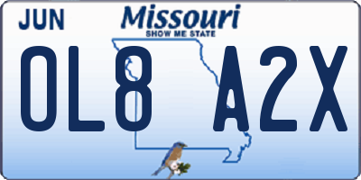 MO license plate OL8A2X