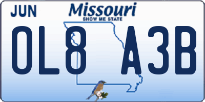 MO license plate OL8A3B