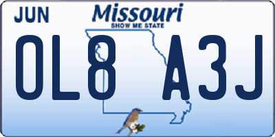 MO license plate OL8A3J
