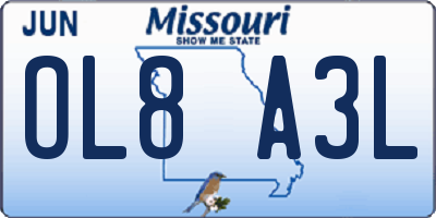 MO license plate OL8A3L
